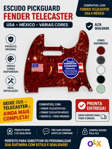 Escudo Pickguard Fender Telecaster USA/México - Várias Cores - Novo