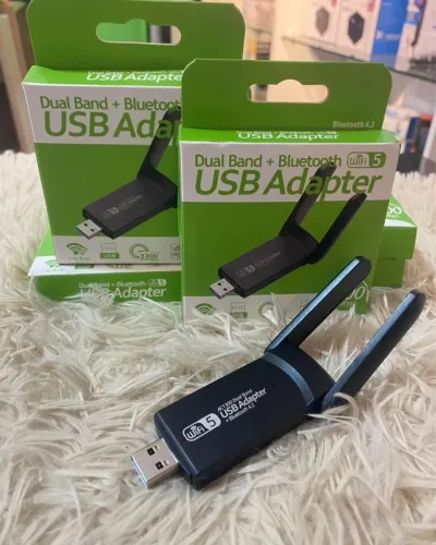 Adaptador USB Dual Band WiFi 5 + Bluetooth - 1300Mbps - Novo<br>