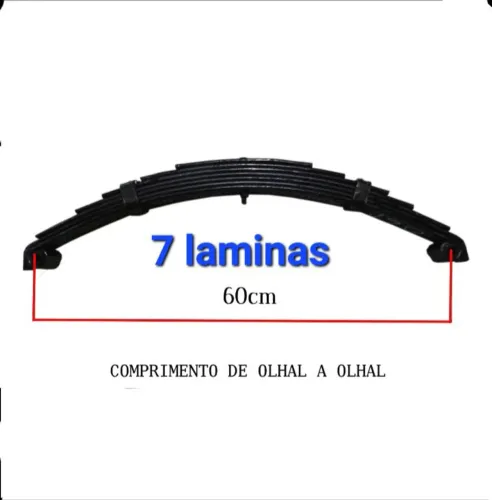 Par feixes molas 7 lâminas 60cm carretinha reboque 
