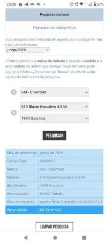 Chevrolet S10 Blazer Executive 4.3 V6 1999