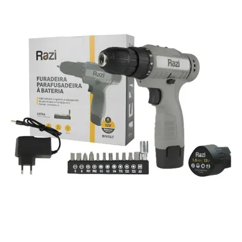 Parafusadeira Furadeira Sem Fio 12V Razi + Kit Completo Novo na Caixa