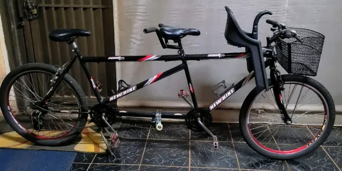 Bike tandem, aro 26, cubos de rolamento, 6 velocidades
