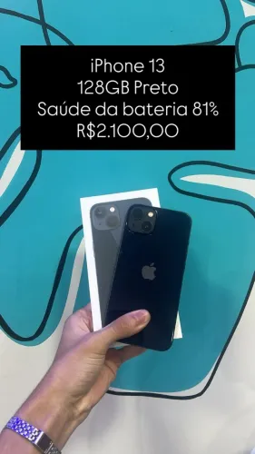 Seminovo: iPhone 13 128GB / Preto / Saude de Bateria 81% - Loja Fisica
