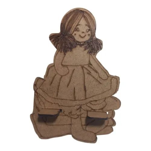 Suporte para Celular e Tablet MDF Boneca Decorativo Mesa Porta Celular