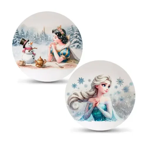 6 Pratos De Pão Porcelana Branca Sobremesa Princesas Disney