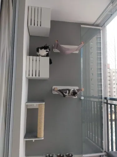 Playground para Gatos Completo de Parede + Arranhador + Redes