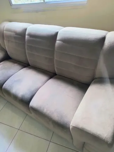 Sofá 3 Lugares Suede Marrom Super Confortável - Desapego