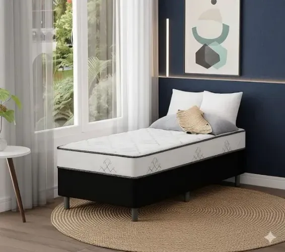Cama acoplada solteiro em peça única (colchão box)
