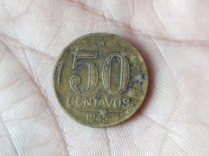 Moeda Dinheiro Antiga 50 Centavos Cruzeiro "Getúlio Vargas" 1945