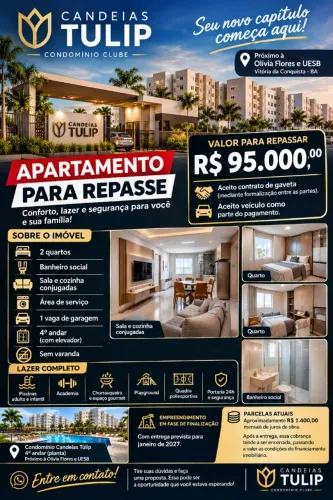 ? APARTAMENTO PARA REPASSE - CONDOMÍNIO CANDEIAS TÚLIP