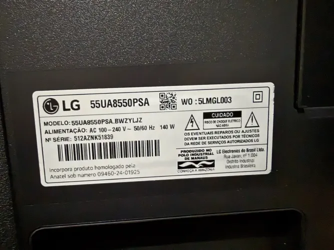 TV LG 55 4K Smart TV 55UA8550PSA - Para Retirada de Peças (Liga)