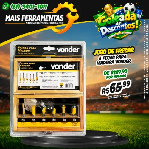 Jogo de fresas 6 Peças Para Madeira Vonder