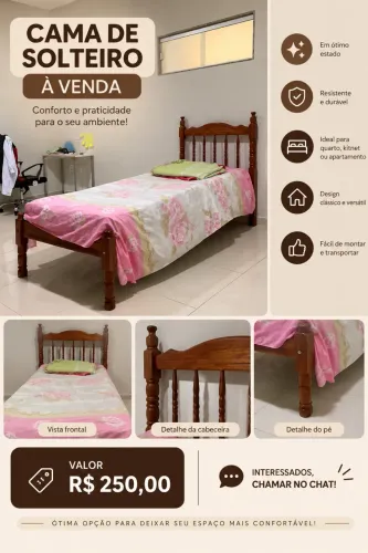 Cama usada de madeira a venda