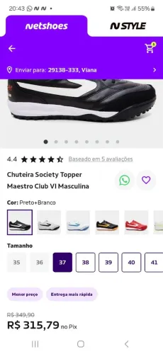 Chuteira society 37