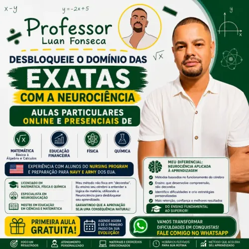 Aulas particulares de Matemática, Física e Química.