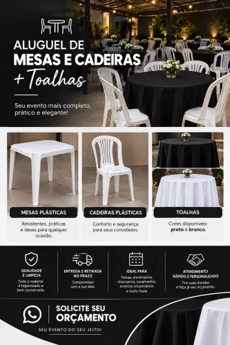Aluguel de mesas e cadeiras 