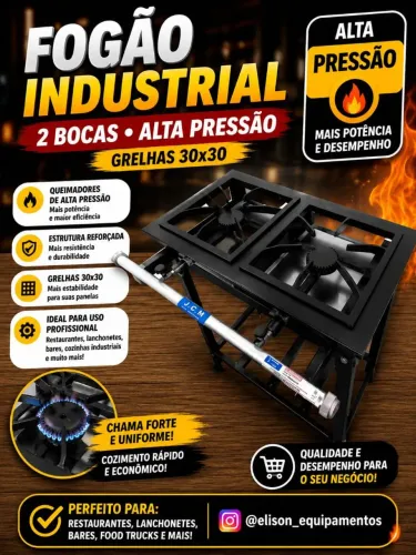 Fogão industrial 2 bocas alta pressão 