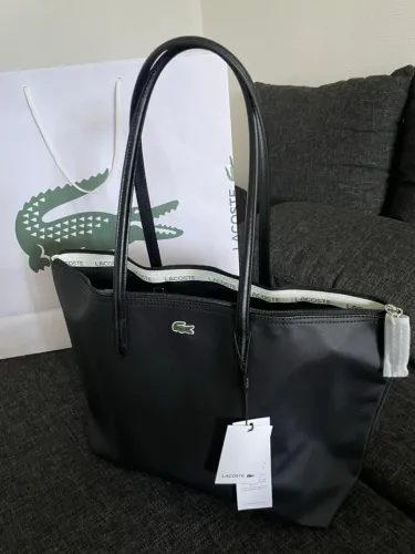 Bolsa Feminina francesa Grande tamanho G - Lacoste Preta