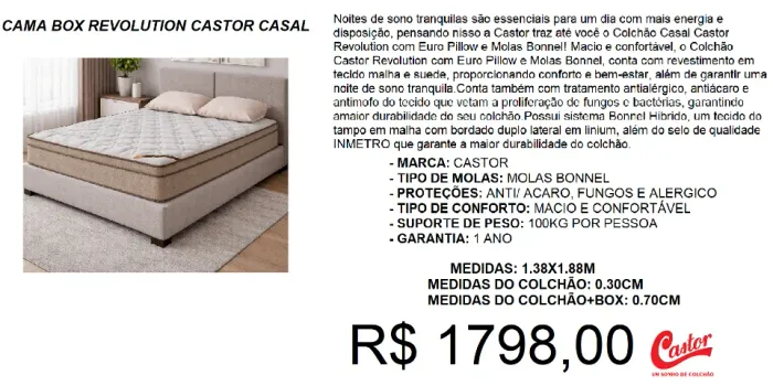 Colchão+box casal castor alta linha - a pronta entrega