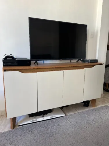Buffet 4 Portas 2 Prateleiras Pulse 180cm Off White Fosco/canella.