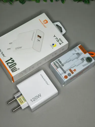 Kit Carregador Turbo 120W Hmaston Original USB-C + Carregador Tipo C Anatel Pronta Entrega