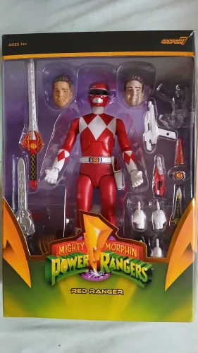 Super 7 Ultimates Action Figure Red Ranger Mighty Morphin Power Rangers - Ranger Vermelho