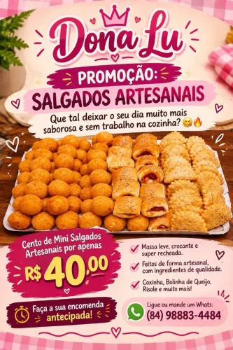 Dona, lu promoções de salgados
