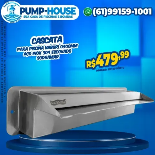 Cascata Para Piscina Naburi 0400mm Aço Inox 304 Escovado Sodramar