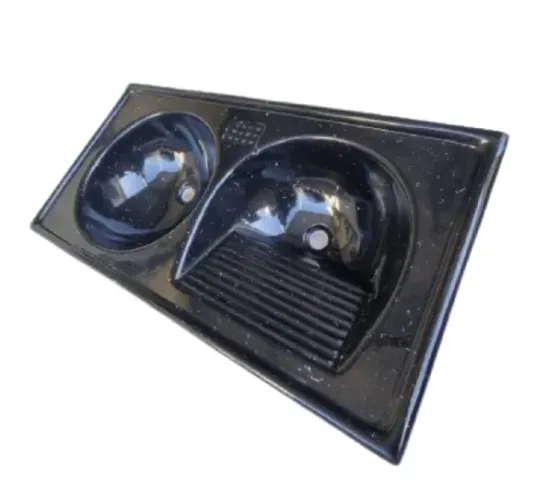 Tanque Duplo p/ Lavanderia 1 metro Preto Mármore Sintético Marmofibra