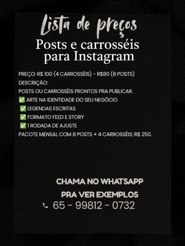 Posts e carrosséis para Instagram