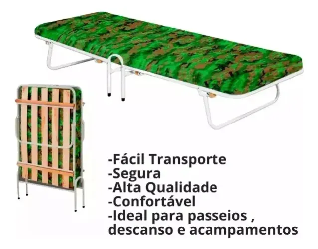Cama Com Colchão Dobrável Para Solteiro Portátil - Pouco uso - bem conservada