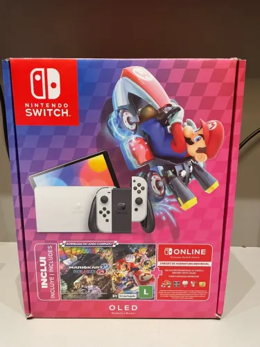 Console Switch Oled Branco + 3 Meses De Assinatura Nintendo