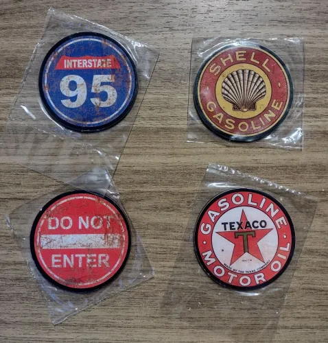 Plaquinhas Decorativas Posto de Gasolina Vintage