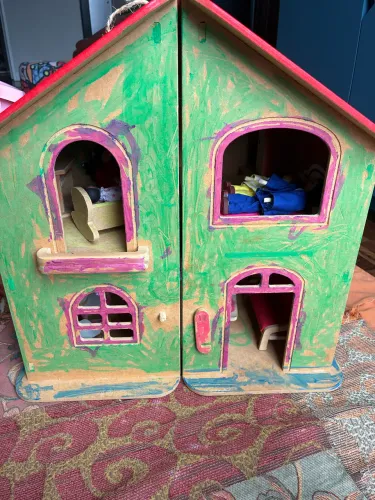 Casa sobrado madeira infantil 