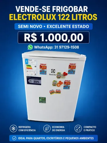 VENDE-SE FRIGOBAR ELETROLUX 122 LITROS SEMI NOVO EXCELENTE ESTADO DE CONSERVAÇÃO