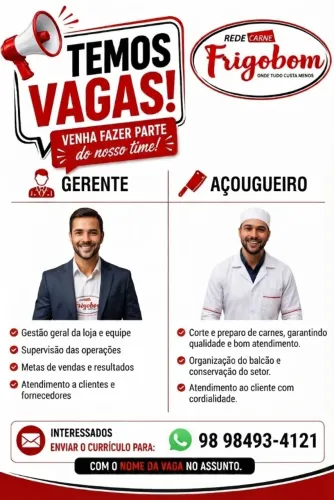 VAGAS DE EMPREGO-FRIGOBOM