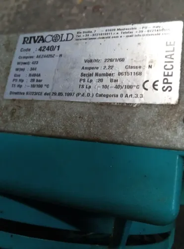 Ventilador condensador marca rivacold,ampere 2/22
