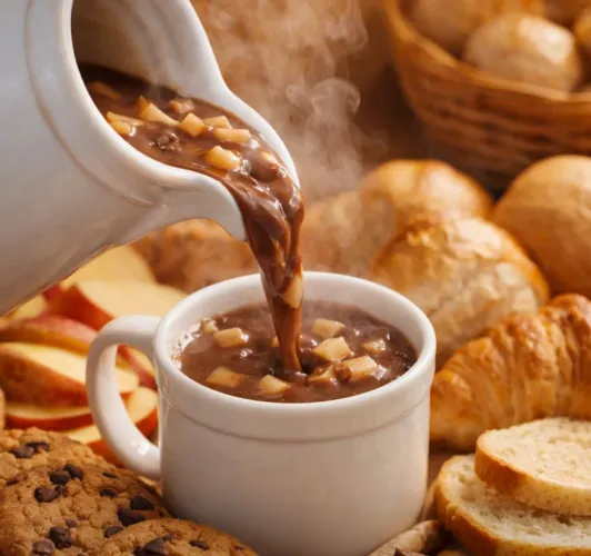 Jarra de porcelana branca com tampa para servir chocolate e bebidas quentes