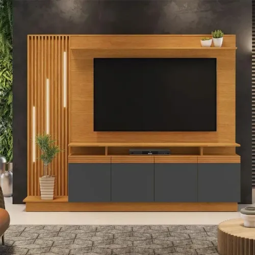 Elegância e Funcionalidade em Destaque: Estante Home Absoluto Cinamomo/Cinza