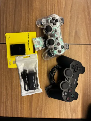 2 Controles + memory card + adaptador hdmi PS2