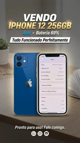 iPhone 12 Azul 256GB - 100% Funcional