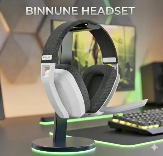 Headset Gamer Binnune BW06 sem fio, com conexão 2.4GHz e Bluetooth.