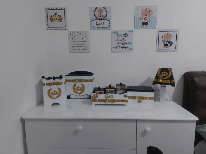 Kit Higiene Farmacinha Bebê Nome GAEL Montado Mdf