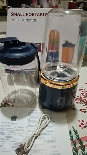 Mini Liquidificador Portátil USB + Jarra Adicional 400ml (Recarregável e Prático)