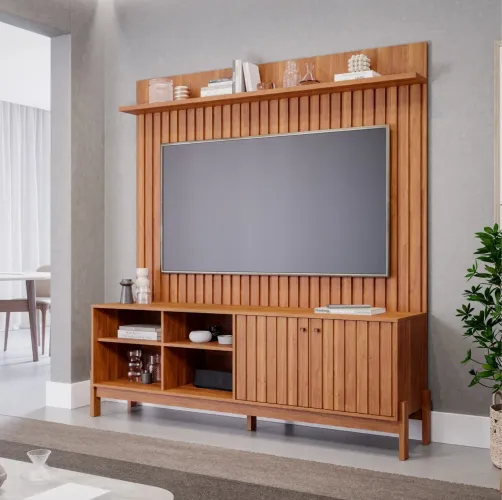 Bancada Holanda + Painel Trend 100% MDF, Ideal para TVs até 70 Polegadas - Entrega Ime
