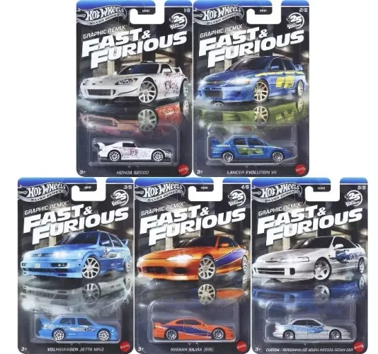 Velozes e Furiosos Graphic Remix set c/5 miniaturas hot wheels