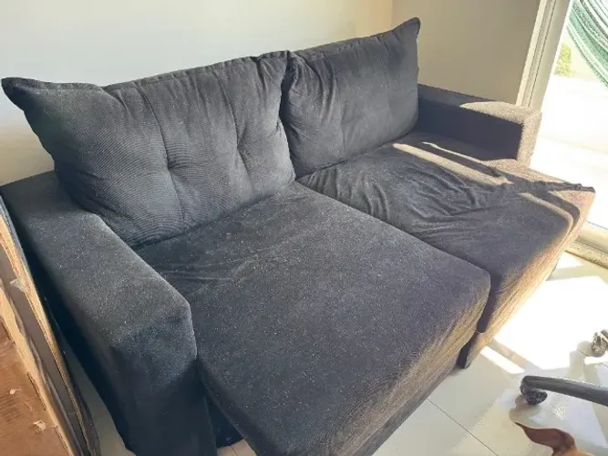 Sofá 3 Lugares Retrátil Preto 180 cm