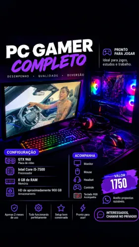 PC GAMER COMPLETO + MONITOR + PERIFÉRICOS | GTX 960 + i5-7500 |