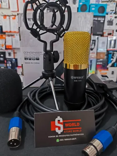 Microfone Condensador Bm700 + Cabo Xlr Fêmea e acessórios - Loja Store World