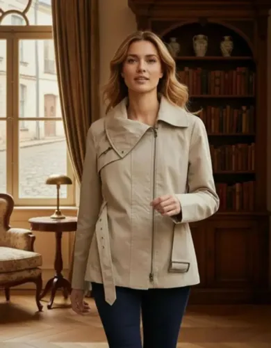 Casaco trench coat gabardine forrado cor gelo - tam G - Luigi Bertolli